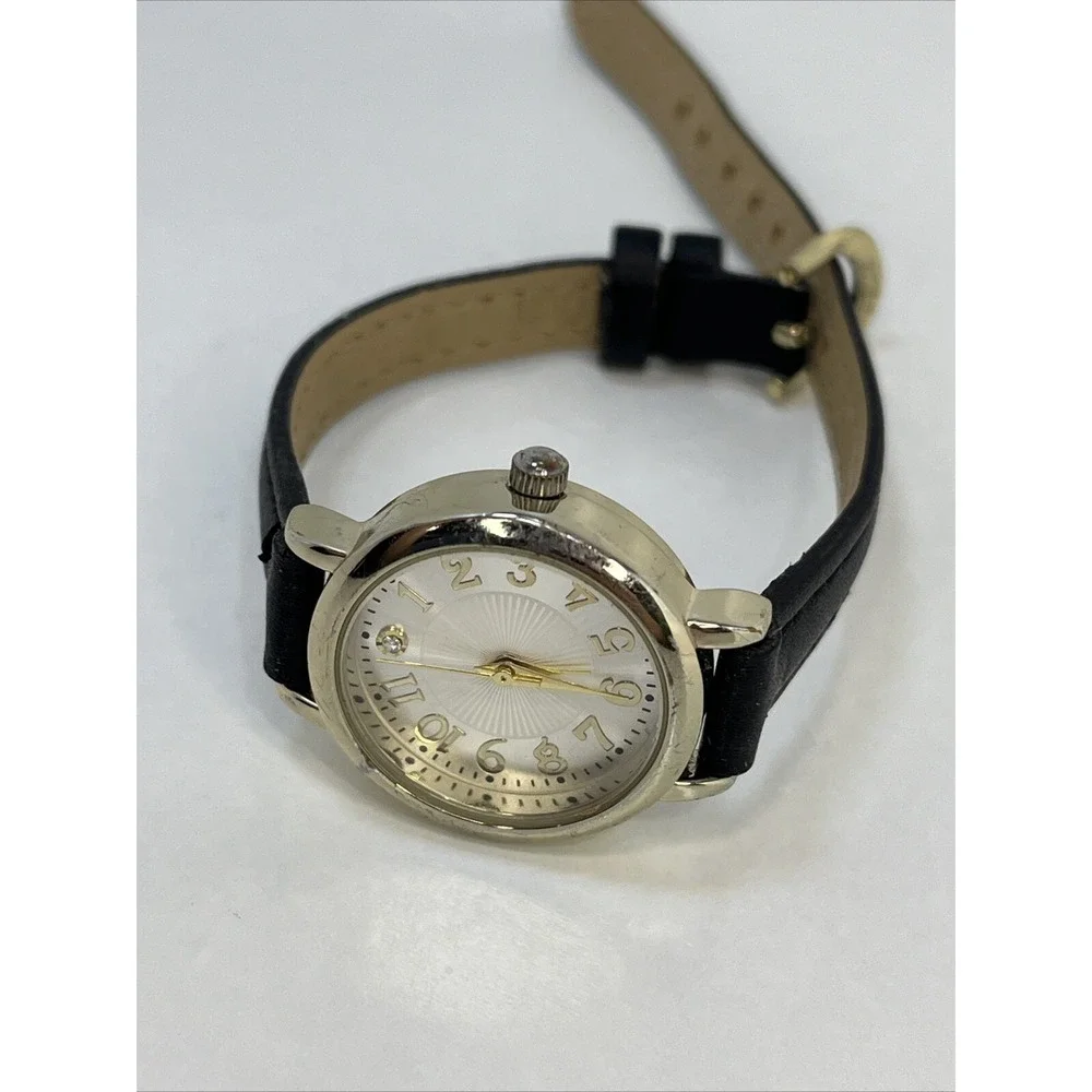 Time and Tru Crystal Accent Women's Quartz‎ Watch Black Petite Band- New Battery